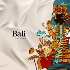 an animated image of bali culture on a flag