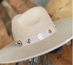 Banded with Charms Hat HATS & HAIR - 103 Love and Thyme Elegant Adjustable Gold Felt Hat, Elegant Gold Adjustable Felt Hat, Elegant Gold Hat For Festival, Elegant Gold Festival Hat, Wide Brim Felt Hat For Party, Wide Brim Felt Hat For Parties, Elegant Spring Rodeo Hat, Elegant Fedora With Flat Brim, One Size Fits Most, Elegant Flat Brim Fedora One Size Fits Most