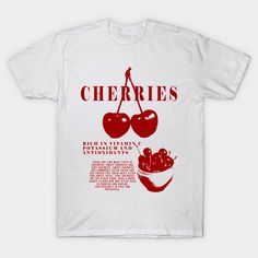 Vintage cherries graphic art -- Choose from our vast selection of Crewneck and V-Neck T-Shirts to match with your favorite design to make the perfect graphic T-Shirt. Pick your favorite: Classic, Boxy, Tri-Blend, V-Neck, or Premium. Customize your color! For men and women. Streetwear Cherry Print Short Sleeve T-shirt, Cherry Print Short Sleeve T-shirt For Streetwear, Types Of Cherries, Cherry Shirt, Cherry Tart, Sweet Cherries, Bid Day, Vintage Graphics, Vintage Tshirts