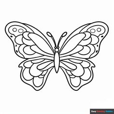 Free, printable Beautiful Butterfly coloring page for kids. Print it out or color it online. https://easydrawingguides.com/coloring-pages/beautiful-butterfly