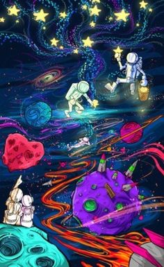 an image of some cartoon characters in space