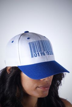 With unique designs you won't find anywhere else, our caps are the quality type that are designed with a thicker woven fabric. Not those flimsy weak ones that lose shape. 6-Panel. 100% stitched embroidered design. Curved brim. Dry clean only. Comes in: Velcro Adjust back. Perfect for those Finer Women who need a cap for all casual, sports and/or fitness occasions. Cap White, A Cap, Embroidered Design, Woven Fabric, White Blue, Unique Designs, Hats, Fabric, Blue