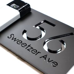 a black sign with the word sweeter avenue on it's front and side