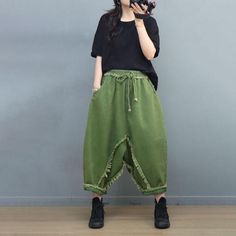 Comfortable, One of Kind. Harem online shop,|Hand Wash|Spring/Fall|One Size|Green|Female|Tassel|Drawstring|Harem|Ninth Pants/Skirts|Solid Color|Cotton Blend|Street Herum Pants, Linen Harem Pants, Summer Dresses Online, Cotton Harem Pants, Fisherman Pants, Womens Ripped Jeans, Elephant Pants, Pants Baggy, Pants Skirts