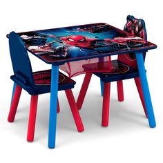 children's table and chair set with spiderman theme