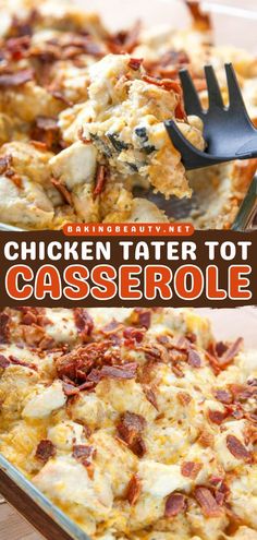 Chicken Tater Tot Casserole is the best comfort food recipe for any day! This casserole meal is quick and easy, made with cooked chicken, sour cream, ranch dressing mix, bacon, and frozen tater tots. Enjoy! Hearty Fall Soups, Casserole Meal, Super Easy Casseroles, Fall Soups And Stews, Sour Cream Ranch Dressing, Super Cheap Meals, Frozen Tater Tots, Chicken Sour Cream, Comfort Food Ideas