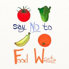 there are vegetables and fruits that say say no to food waste on the white paper