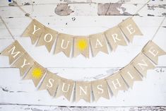 a banner that says, you are my sunshine shines on the side of a wall