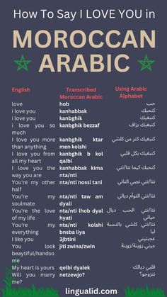 how to say i love you in moroccan arabic