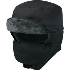 The Frostline Hat features a zip-out facemask, water-resistant and ultralight Pertex® fabric, and Posh Pile™ fleece for the ultimate cold weather protection. The Frostline Hat is built for ultimate winter and alpine weather protection. Water-resistant, ultralight 30D Pertex® Endurance fabric the elements away from your face and neck, while Posh Pile™ fleece provides warm, soft, wicking insulation. A zip-out face mask and fleece-lined earflaps provide adjustable protection from biting wind and sn Cold Weather Hats, Mens Outdoor Clothing, Cold Weather Gear, Outdoor Research, Winter Cap, Latest Shoes, Perfect Bag, Mask Design, Snapback Cap