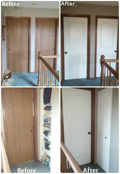 the before and after shots of an interior door