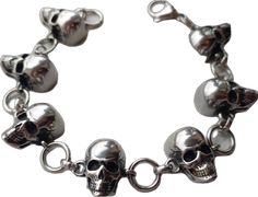 Silver Gothic Skull Bracelets, Punk Silver Skull Bracelets, Silver Skull Bracelets In Punk Style, Silver Punk Bracelet For Biker Events, Skeleton Bracelet, Jewelry Goth, Womens Bracelet, Biker Jewelry, Goth Jewelry