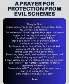 a prayer for protection from evil schemes