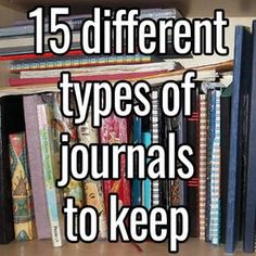 a bookshelf filled with lots of different types of journals to keep track on