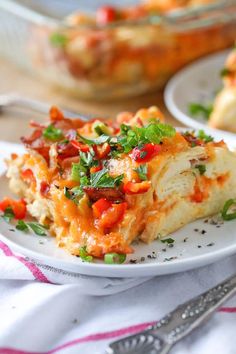 a slice of lasagna casserole on a plate