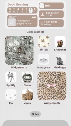 an iphone screen with different types of items on it