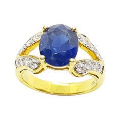 Blue Sapphire 4.13 carats with Diamond 0.43 carat Ring set in 18 Karat Gold Settings Width: 0.8 cm Length: 1.0 cm Ring Size: 53 Total Weight: 5.91 grams "We first opened doors in 1980 when it was then situated in the vicinity of the Victory Monument; a small and modest storefront with a couple of counters. From its humble beginnings to where it stands today, our company has proven its abilities as a jeweler. Since the beginning, we have been supplying fine quality pieces to dealers, wholesalers and customers worldwide. From then till now, our business still interrelates its name with quality products and excellent service, where commitment and sincerity toward customers will always be its motto." Luxury Yellow Gold Gia-certified Sapphire Ring, Luxury Gia Certified Yellow Gold Sapphire Ring, Diamond Ring Set, Diamond Ring Settings, Solitaire Ring, Ring Set, Ring Sets, Blue Sapphire, Sapphire Ring