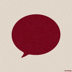 a red speech bubble on a beige background