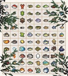 an image of pixel art with plants and animals