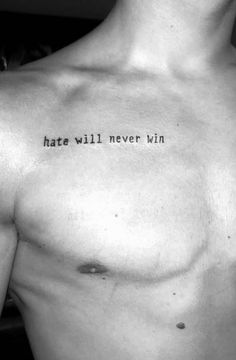 Tattoo Ideas For Men Small Chest, Win Tattoo, Word Tattoos Chest, Chest Text Tattoo Men, Chest Writing Tattoo, Chest Word Tattoos For Men, Chest Quote Tattoo Men, Writing Tattoos For Men, Tattoo Ideas For Men Chest