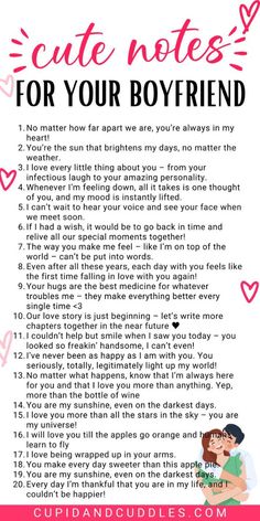 20+ Insanely Cute Notes For Your Boyfriend To Make His Day Flutter! Notes For Boyfriend Cute, Notes For Your Crush, Cute Notes For Your Boyfriend, Cute Notes For Bf, Notes For Bf, Notes For Your Boyfriend, Cute Notes For Him, Loving Girlfriend