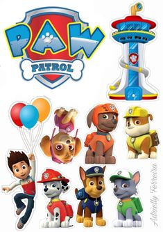 the paw patrol stickers are all in different shapes and sizes, including one for each character