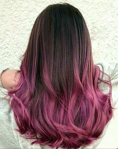 Ombre brunette into vivid roses and pinks 😍 Pink Hair Tips, Ombre Brunette, Purple Pink Hair, Best Ombre Hair, Dyed Tips, Hair Dye Tips, Purple Ombre Hair, Dip Dye Hair