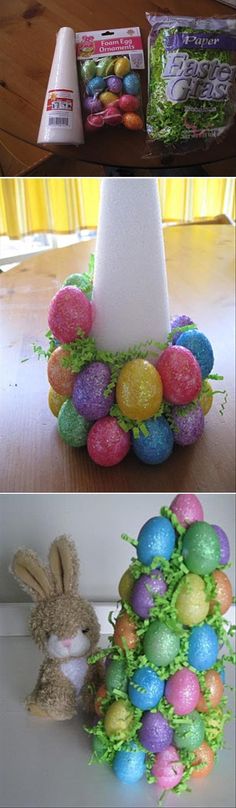 an easter decoration made out of fake eggs