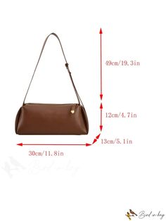 BirdinBag - Stylish Medium Baguette Bag in Solid Brown for Minimalistic Fashion Versatile Rectangular Hobo Bag With Mobile Phone Bag, Versatile Rectangular Hobo Bag With Mobile Phone Pocket, Everyday Satchel Baguette Bag With Phone Holder, Large Capacity Rectangular Baguette Bag For Daily Use, Rectangular Baguette Bag With Removable Pouch For Daily Use, Square Baguette Bag For Everyday Use, Solid Color Square Baguette Bag For Everyday Use, Chic Baguette Satchel For Daily Use, Versatile Satchel Baguette Bag For Daily Use