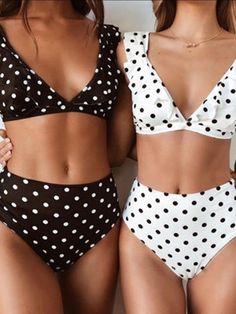 Falbala Polka-dot Bikinis Swimwear – rrdeye Ruffle Bathing Suit, Swimwear Fabric, Push Up Swimsuit, Summer Swimwear, Ruffle Swimsuit, Swimsuits High Waisted, Swimsuits For All, Summer Beach Wear, Beach Wear