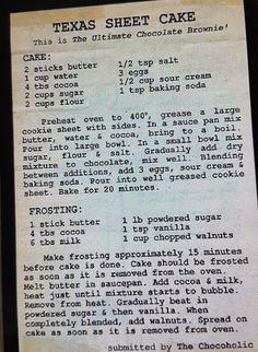 old fashioned family recipes | This is a cross between a cake and a brownie...very rich | Facebook