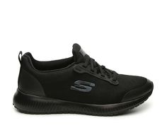 Skechers Relaxed Fit Squad Work Slip-On Sneaker | DSW Fade-resistant Round Toe Sneakers For Work, Slip-resistant Lace-up Work Sneakers, Slip-on Slip-resistant Sneakers For Work, Slip-on Slip-resistant Work Sneakers, Casual Slip-resistant Work Sneakers, Skechers Relaxed Fit, Work Sneakers, Sketchers Sneakers, All Black Sneakers