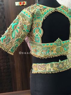 Wedding Saree Blouse, Simple Work, Embroidered Blouse Designs, Wedding Saree, Blouse Work