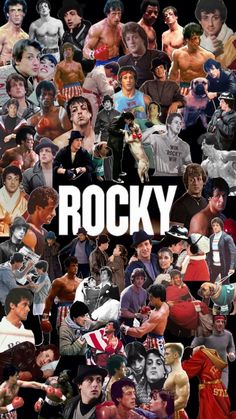 a collage of many different people with the word rocky on it's side