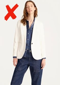 11 Blazers That Make You Look Older - In Fashion We Trust Ivory Blazer Outfit, Capsule Work Wardrobe, Ivory Blazer, Daily Uniform, Blazer For Boys, Army Pants, Flattering Outfits