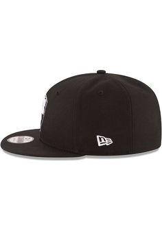 Wear your Nets style with pride in this Brooklyn Nets New Era Black Basic 9FIFTY Snapback Hat! This Nets Snapback Hat features a front embroidered team logo on a structured polyester crown with flat visor and snapback. Dunk 'em, Nets! New Era Basic 9FIFTY, Team logo embroidered on the front, New Era flag embroidered on the left side, Plastic snapback, Adjustable Closure, Polyester material, Polyester, Wipe clean with cloth or cleaning kit, 4 Black Hip Hop Hat With Short Brim, Hip Hop Black Hat With Short Brim, Black Short Brim Hip Hop Hat, Black Short Brim Sports Hat, Black Short Brim Hat For Sports Events, Black Snapback Hat For Fan Gear, Mens Snapback Hats, Snapback Caps, Brooklyn Nets