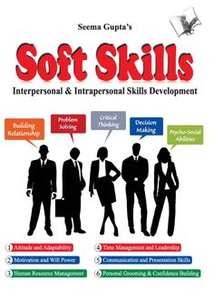 the book cover for soft skills, featuring silhouettes of people with speech bubbles above them