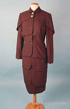 Adrian suit circa 1940s Women Moodboard, 40s Suit, 1940s Women, Haute Fashion, 1960 Fashion, Double Breasted Suit Jacket