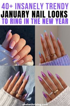 January Coffin Nail Designs, January Nail Inspo Almond, End Of January Nails, January Nail Inspo 2024, January Nails 2024, January Nail Designs New Years 2024, Nails For January 2024, January 2024 Nails, January Nails Ideas