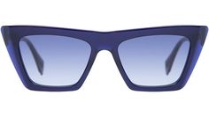 Gigi Studios Eyewar sunglasses model 6791 Ane color code 3 in blue navy. A classic cat eye full rim acetate glasses with blue gradient lenses. The brand ensures the highest quality through their meticulous selection of materials, partnering with top suppliers from Italy, Germany, and Japan. Gigi Studios provides an exceptional visual experience with CR-39 lenses that are comfortable and secure, effectively absorbing UVA and UVB rays. Luxury Blue Cat Eye Sunglasses, Classic Cat Eye, Acetate Glasses, Sunglasses Model, Eye Frames, Ski Goggles, Blue Gradient, Sunglasses & Glasses, Color Code