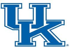 the university of kentucky logo is shown on a blue and white background with letters k