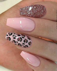 Ombre Nail Design, Cheetah Print Nails, Unghie Sfumate, Leopard Print Nails, Valentine Nails, Leopard Nails, Glitter Design, Design Nails