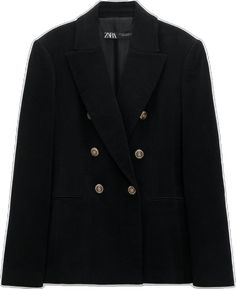 Zara Blazer With Button Cuffs For Fall, Chic Zara Blazer With Button Cuffs, Zara Blazer With Buttons And Lapel Collar, Zara Outerwear With Lapel Collar And Double Button Closure, Elegant Zara Pea Coat With Button Closure, Zara Elegant Blazer With Button Cuffs, Elegant Zara Blazer With Button Cuffs, Zara Button-up Winter Blazer, Zara Blazer With Button Closure And Lapel Collar