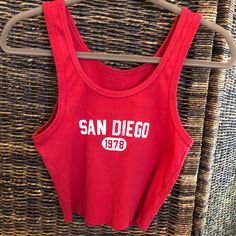 Full Tint San Diego Top From Tilly’s. Gently Used. Casual Red Tank Top With Letter Print, Red Letter Print Tank Top For Spring, Trendy Red Tank Top With Letter Print, Casual Red Crop Top For Day Out, Trendy Red Tank Top For Day Out, Casual Red Crop Top Tank Top, Casual Red Crop Top Tank, Casual Red Tank Top For Day Out, San Diego