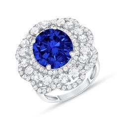 a blue and white diamond ring