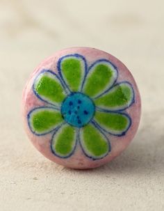 Well Designed Pink Dresser Blue Pottery Cabinet Knob With Green Flower Colorful Knobs, Pink Dresser, Dresser Cabinet, Ceramic Door Knobs, Printed Tile, Wooden Knobs, Beautiful Prints, Blue Pottery, Ceramic Knobs