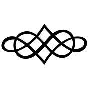 a black and white image of an intertwined symbol