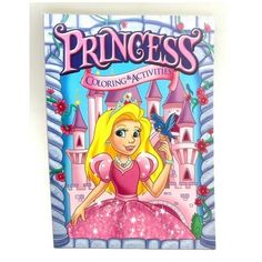 the princess coloring and activity book is shown in front of an image of a castle