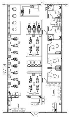 an office floor plan with several tables and chairs