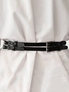 If you're looking for a versatile double wrap belt, this one might be the best choice. Made from smooth italian leather, the belt can be worn over a dress or a shirt for the most stylish outfit. Being composed of many shorter belts makes it adjust to perfection around the waist and also gives you the liberty of wearing it as a simple slim belt. Simply remove some of the straps and you are ready to go.- strap width: 1.2 cm (0.5")- adjustable using buckle for a precise fit- leather thickness: 2.0- Double Wrap Belt, Leather Belt Women, Black Waist Belt, Harness Belt, Double Belt, Slimmer Belt, Belt Women, Wrap Belt, Leather Harness